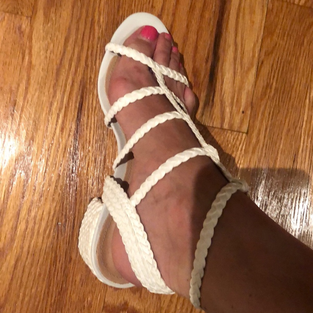 White Schutz Sandals with block heel